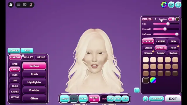 Facecard Makeup Showdown brush tutorial: Roblox Controls